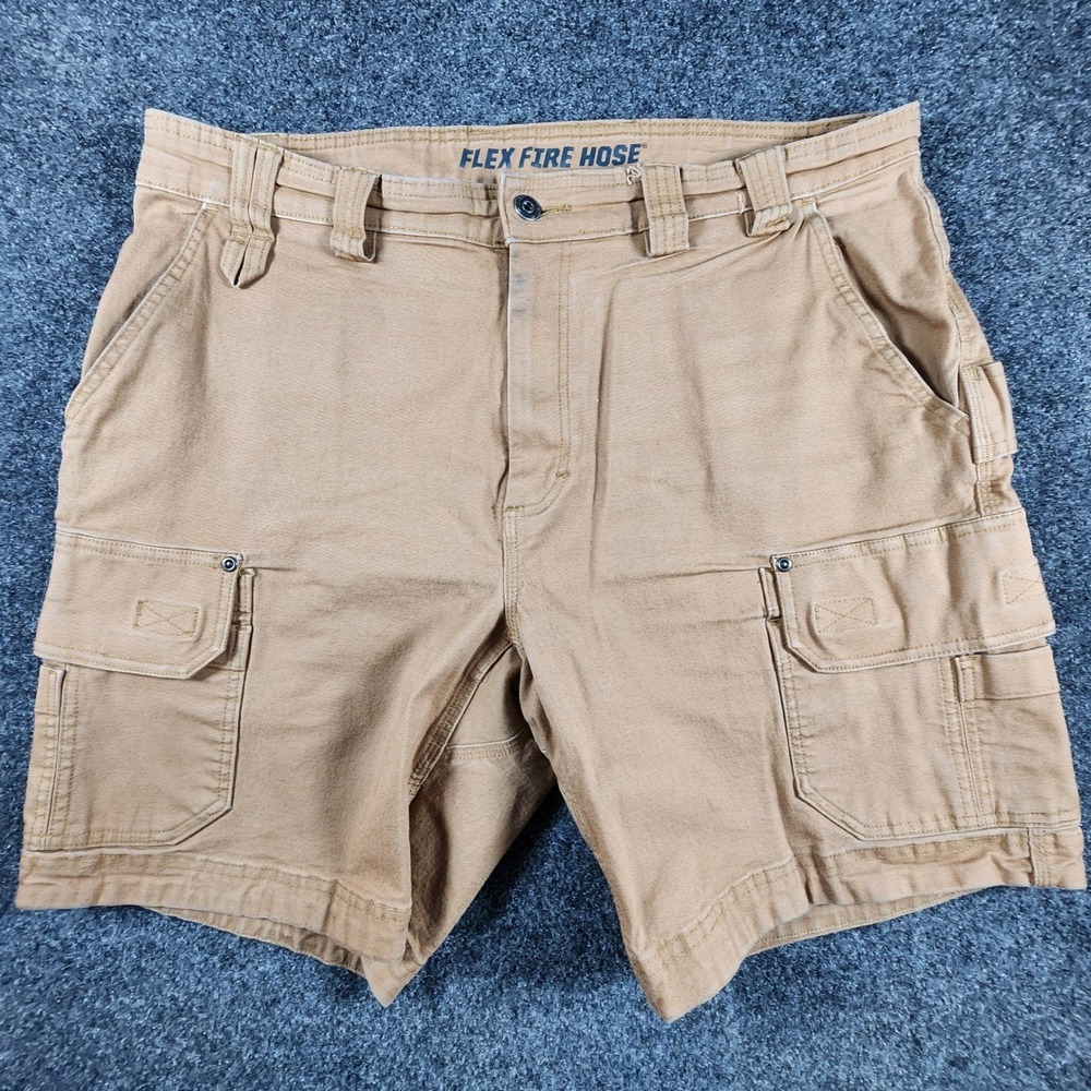 Duluth Trading Flex Fire Hose Cargo Shorts‎ Mens 38 Brown Relaxed Fit Gorpcore